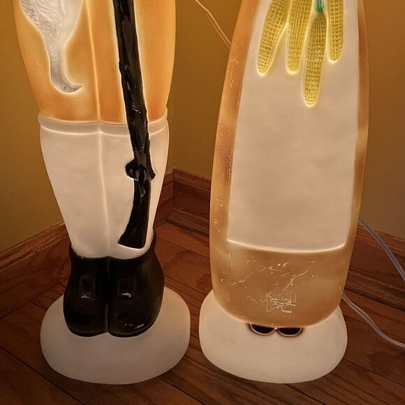 VTG Don Featherstone Blow Mold Pilgrim Couple Thanksgiving Light Up Man & Woman - Picture 10 of 16